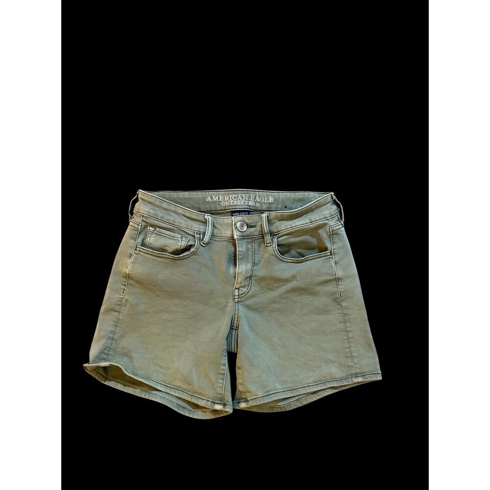 American Eagle Midi Shorts Womens 4 Green Super Stretch Twill Midi Casual